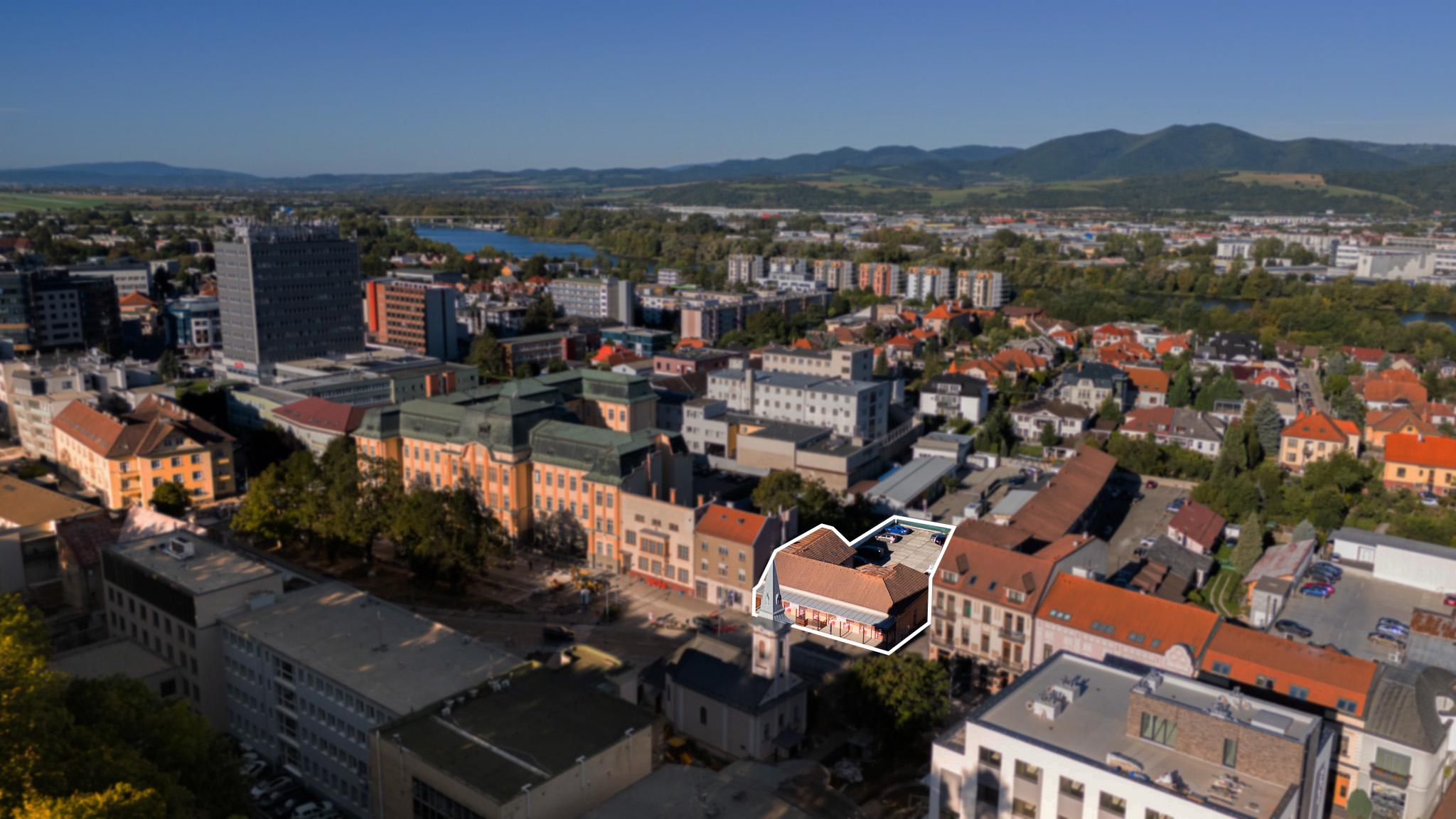 ZNÍŽENÉ Pozemok centrum Trenčín 1 269 m² parkovací dom/ byty