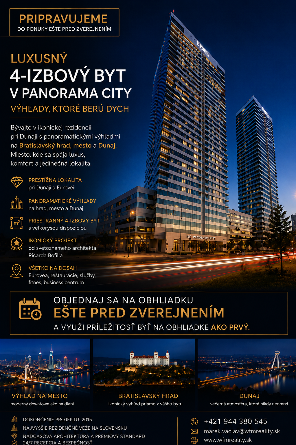 LUXUSNÝ 4 IZBOVÝ BYT | PANORAMA CITY | BRATISLAVA