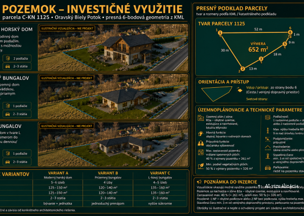 POZEMOK NA PREDAJ | 652 m² | ORAVSKÝ BIELY POTOK